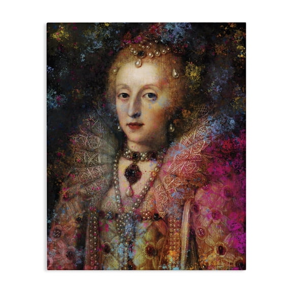 Stupell Industries Glam Dappled Royalty Renaissance Portrait Canvas Art, 16 x 20, by Sarah Adams