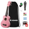 thumbnail image 1 of Ukelele soprano Donner para principiantes, 21 pulgadas, rosa, con paquete, 1 of 7