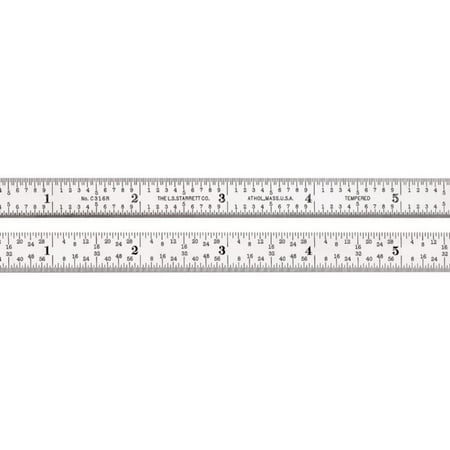 Full Flexible Steel Rule with Chrome Finish, Quick Reading, and Inch Graduation - 16R Graduation, 6" Length, 1/64" Thickness - C316R-6