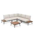 thumbnail image 7 of LAUSAINT HOME 6-Piece Patio Furniture Set, Metal Conversation Sofa Set with 5 Chairs, 1 Coffee Table and Plush Beige Cushions, 7 of 7