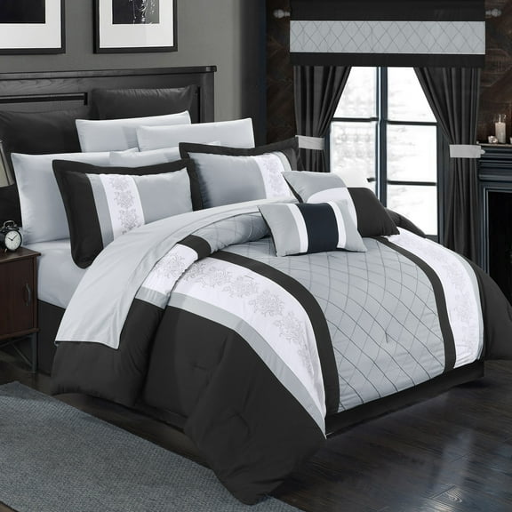 24 Piece Marlington Complete Pin tuck Embroidery bedding Comforter Set