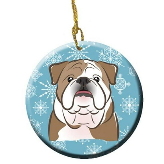 Snowflake English Bulldog Ceramic Ornament