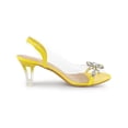thumbnail image 3 of BLISSFUL STEP Sandales à Talon Moyen Transparent à Enfiler à Bride Arrière pour Femmes avec Fleurs et Strass Jaune 5,5, 3 of 7