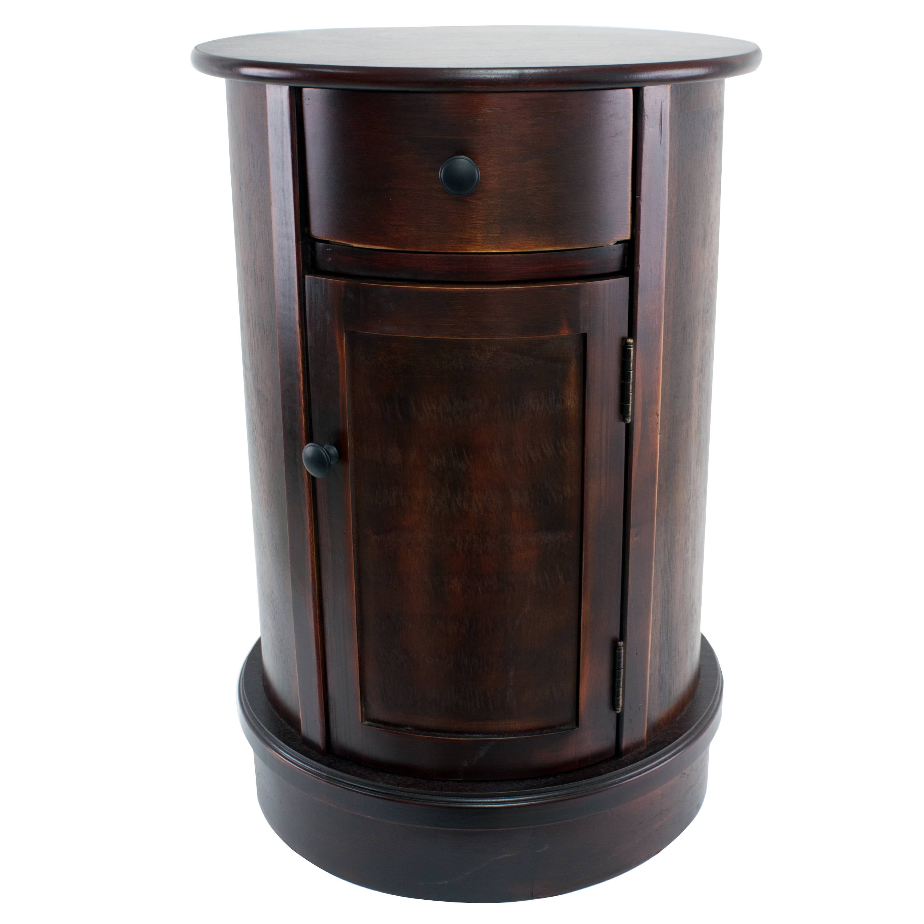 Decor Therapy Keaton Round Storage Side, Round Bedside Table With Storage