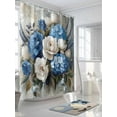 thumbnail image 3 of Fsddascl White Blue Spring Floral Shower Curtain Set - 72" x 78" Washable Bathtub Curtain with 12 Hooks, Pastoral Flowers Vintage Waterproof Fabric Stall Shower Curtains for Bathroom/Bathtub Décor, 3 of 6