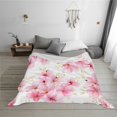 thumbnail image 2 of YFYANG Lightweight Warm Flannel Blanket, Pink Watercolor Floral Patterns Throw Blanket for Bed, Sofa, Travel, Camping, 60"x50", 2 of 7