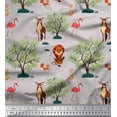 thumbnail image 1 of Soimoi Silk Fabric Tree,Flamingo & Animals Jungle Print Sewing Fabric Yard 42 Inch Wide, 1 of 1