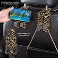 thumbnail image 2 of Car Seat Back Storage Headrest Hook, Premium Leather Double Metal Hook, Hanger Storage Organizer for Purse Cloth Bag, Car Interior Accessories Luxury Brown Leopard, 2 of 4