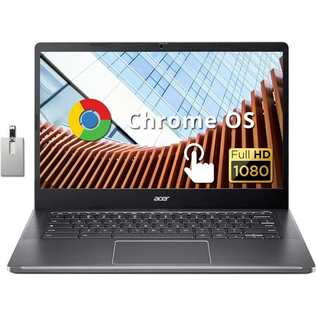 Acer Chromebook Plus 14" FHD Touchscreen Laptop, Intel i3-N305 Processor, 8GB RAM, 640GB Storage (512GB SSD 128GB USB Card), Intel UHD Graphics, 1080P Webcam, Chrome OS, Gray