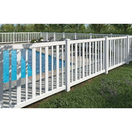 No-Dig Permanent 4ft x 6ft Sturbridge Yard and Pool Fence with Post Anchor & Cap