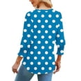 thumbnail image 3 of Scyoekwg Vintage Polka Dots Print Blouses for Women Puff Sleeve V Neck Tunic Shirts with Smocked Dressy Casual 3/4 Length Sleeve Womens Tops (Blue,M), 3 of 4