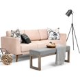 thumbnail image 3 of Solid Wood 44" Wide Small Entryway Mudroom Bench Seat, Upholstered Footrest Ottoman for Living  Dining Room, Modern Queen Size End of Bed Bench in Light Gray, 3 of 4