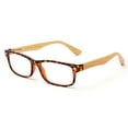 thumbnail image 2 of Real Bamboo Reading Glasses Spring Hinge Genuine Bamboo Rectangular Reader w/Case, 2 of 3