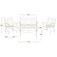 thumbnail image 4 of Safavieh Adult 4-Piece Metal Outdoor Dining Sets with Loveseat, Chairs, Coffee table, Antique White, 4 of 6