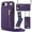 Purple, variant on Crossbody Wallet Case for iPhone 16e with Card Holders RFID Shockproof Cover, Back Magnetic Flip Kickstand Zipper Slot Case, PU Leather Cover Handbag Shoulder Strap Phone Case,Red