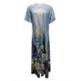 thumbnail image 2 of Womens Dresses Ladies Loose Casual Floral Ink Print Slit Short Sleeves Long Spring Dress D S, 2 of 3