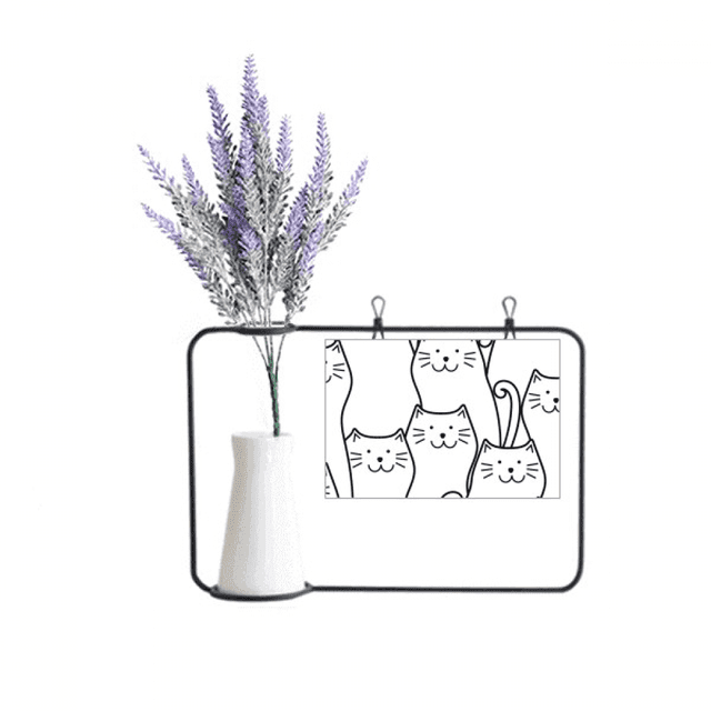 Gato sonriente proteger animal mascota amante Tarjeta de jarrón de lavanda artificial