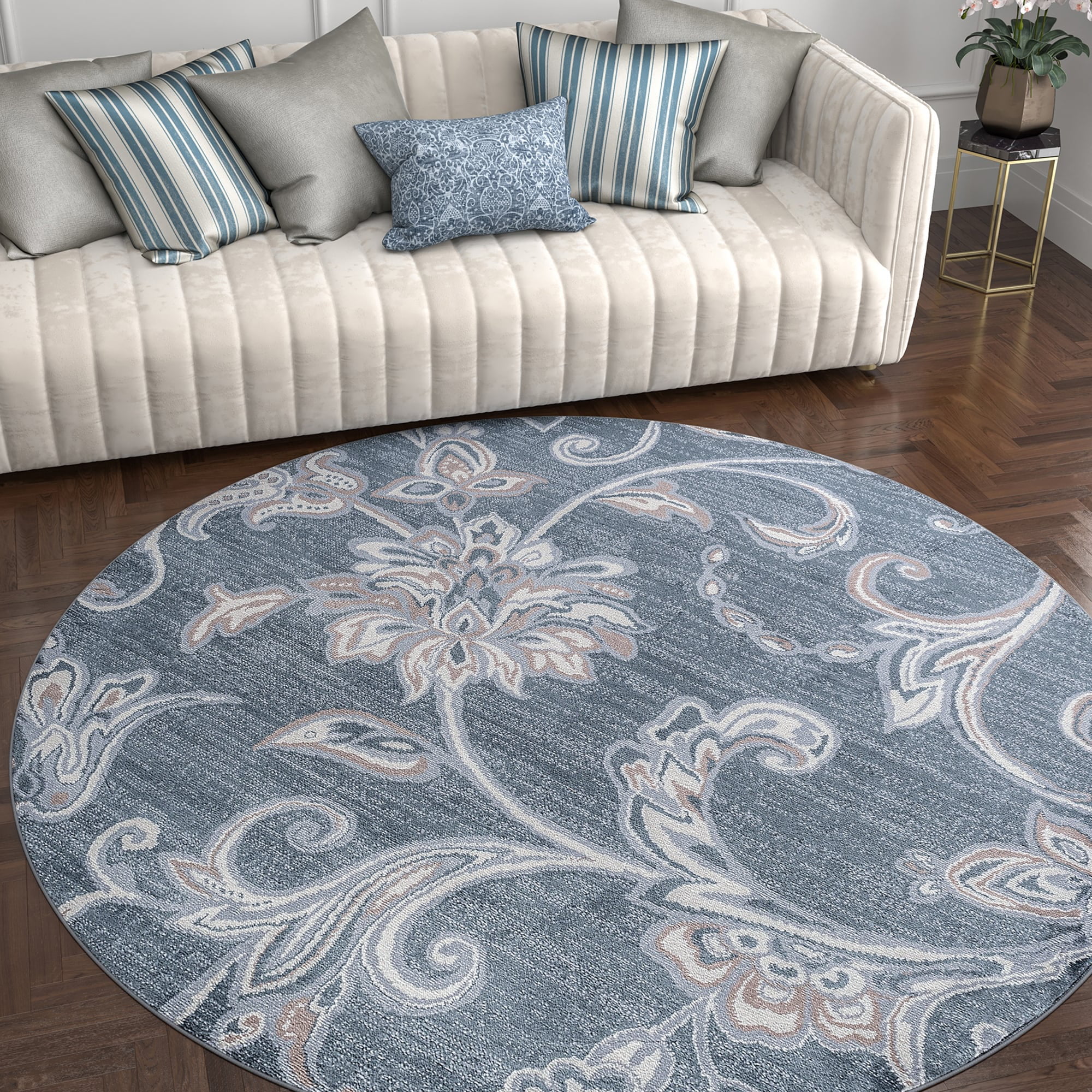 Alise Rugs Carrington Transitional Floral Area Rug Grey 7'6 x 9'10 Floral & Botanical 8' x 10' Indoor Living Room Dining Room Cream Bedroom
