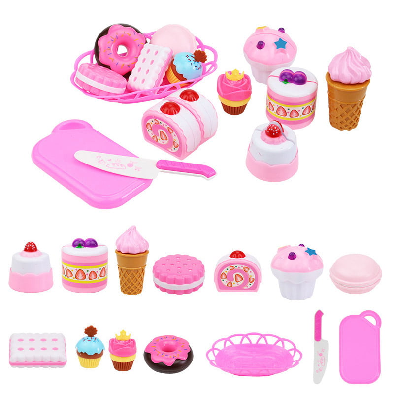 Sign Cones Plates Play Set for Children 3+ sauces Spoons Popsicles Cookies and Stand Little Treasures Sweet Treats Pretend Play Set from Complete with Desserts ice Cream 