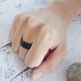 thumbnail image 6 of Tioneer Stainless Steel Black Classic Floral Enamel Silver Wedding Band Ring For Both Men And Women 8mm., 6 of 6