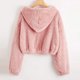 thumbnail image 4 of Sudadera corta con cremallera y capucha de felpa de manga larga suelta sólida para mujer Fridja fksj4092, 4 of 6