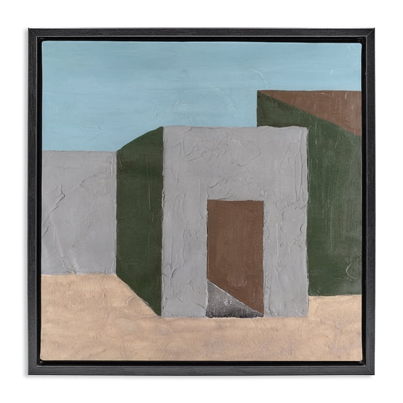 Stupell Industries Modern Geometric Desert House Black Floating Frame Canvas Art, 18 x 18, by Michael Willett