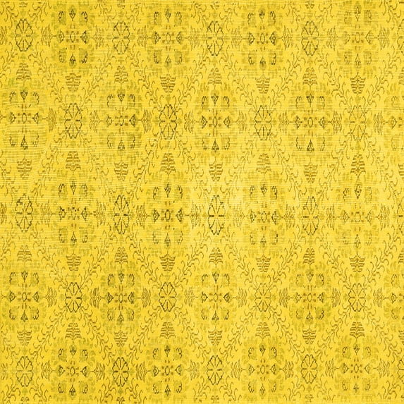 Ahgly Company Indoor Square Abstract Yellow Contemporary Area Rugs, 3' Square