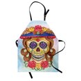 thumbnail image 1 of Day Of The Dead Apron Cute Lady Mommy Skull Head with Flower Hat Spanish and Mexican Art Print, Unisex Kitchen Bib Apron with Adjustable Neck for Cooking Baking Gardening, Multicolor, by Ambesonne, 1 of 3