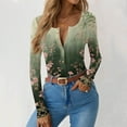 thumbnail image 5 of Boho Tops for Women Stretch Long Sleeve Ribbed Shirts Henley Neck Floral Print Fall Tunic Blouses Tshirts, 5 of 6