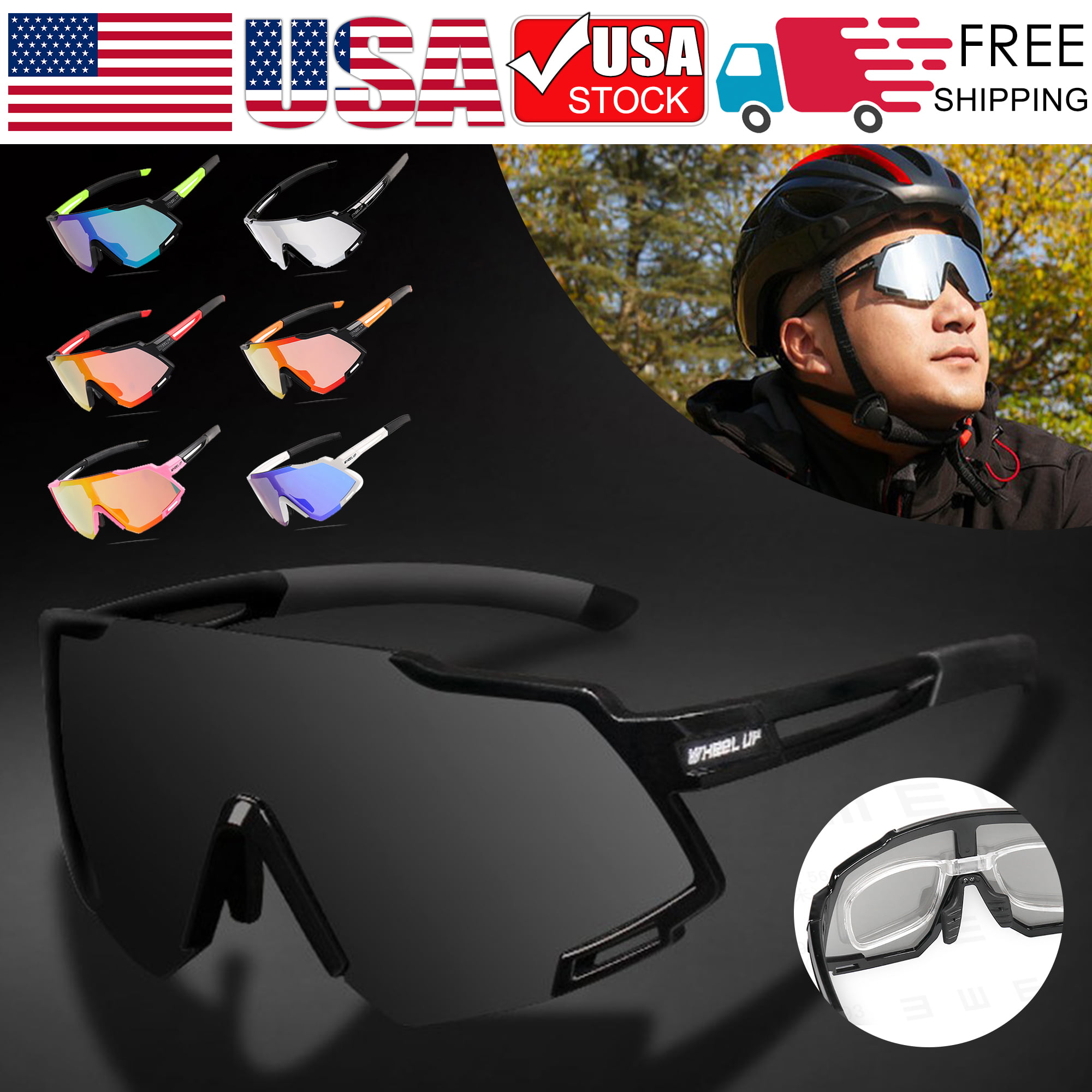 Outdoor Sport Fashion Unisex Retro Block Cycling Helm Sunglasses  Sports Glasses