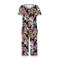 thumbnail image 7 of Tnhcen Women's Cotton Pajamas Sets Short Sleeve Tops Capri Pants Sleepwear Loungewear with Pockets Homewear Set S-2XL, 7 of 7