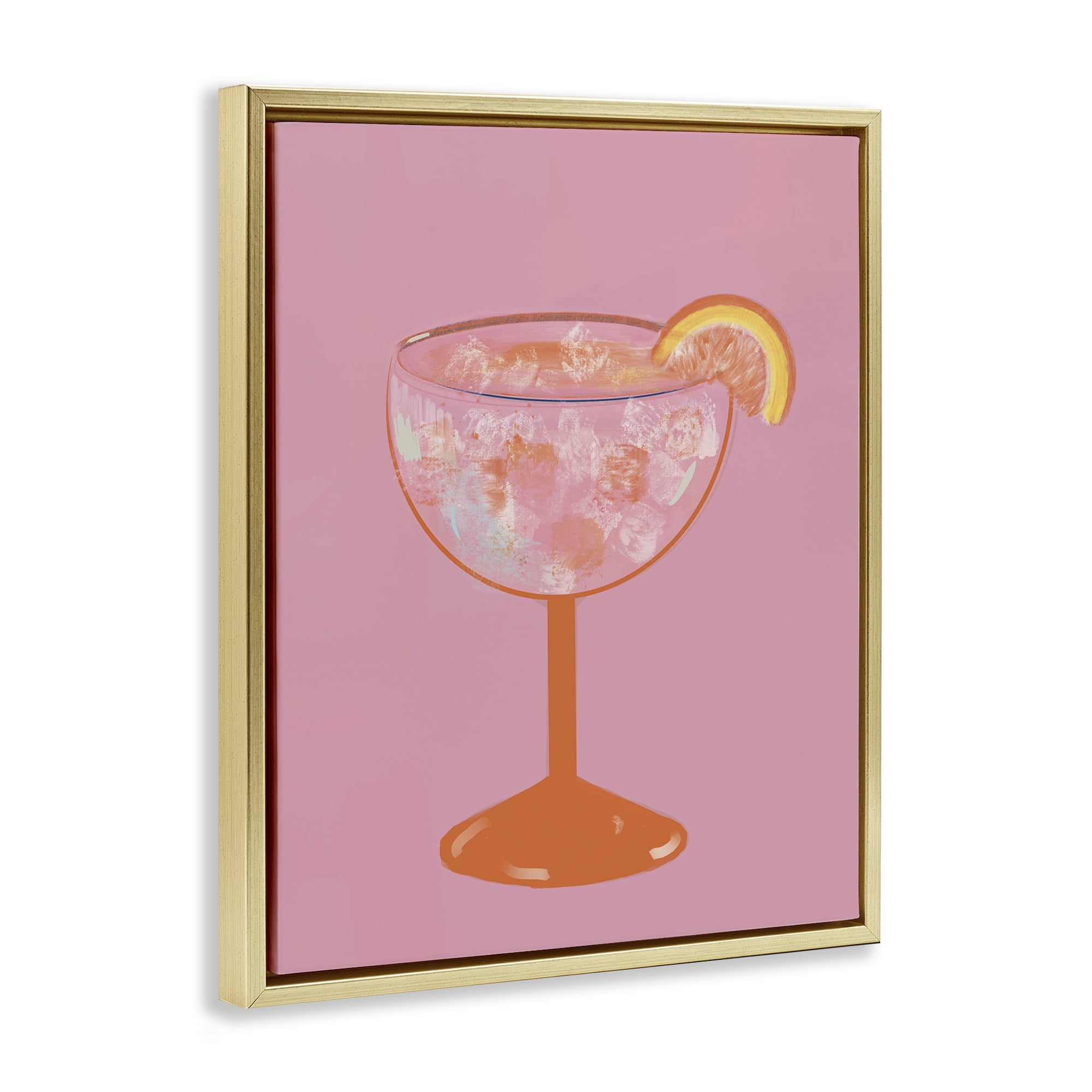 Stupell Industries Paloma Glass over Pink Gold Framed Floater Canvas Wall Art, design by Robin Maria