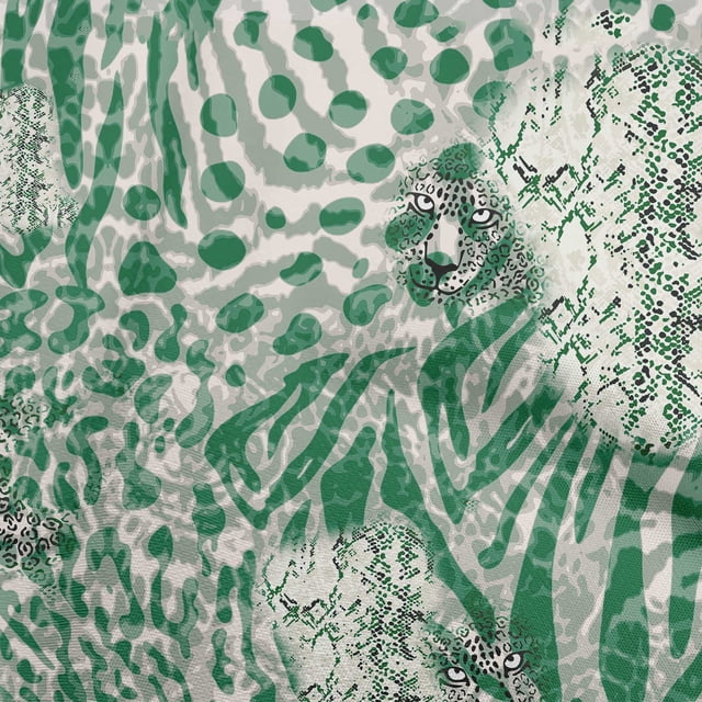 oneOone Cotton Flex Green Fabric Animal Skin Sewing Craft Projects Fabric Prints By Yard 40 Inch Wide