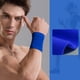 thumbnail image 3 of Manga de soporte para muñequera - Soporte de compresión de tejido de punto - para tenis, gimnasio, deporte azul, 3 of 5