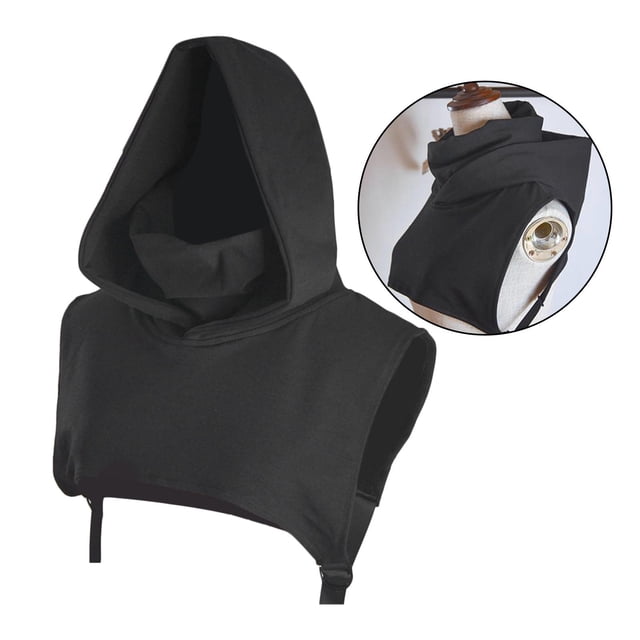 Mujeres niñas cuello falso con capucha gorra suéter medias camisas suéter decorativo sombrero desmontable cuello falso - Negro Baoblaze Cuello falso de algodón hdodido