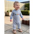 thumbnail image 6 of Cenuakty Baby Boy Fall Romper Waffle Stripe Print Embroidery Long Sleeve Jumpsuits, 6 of 8