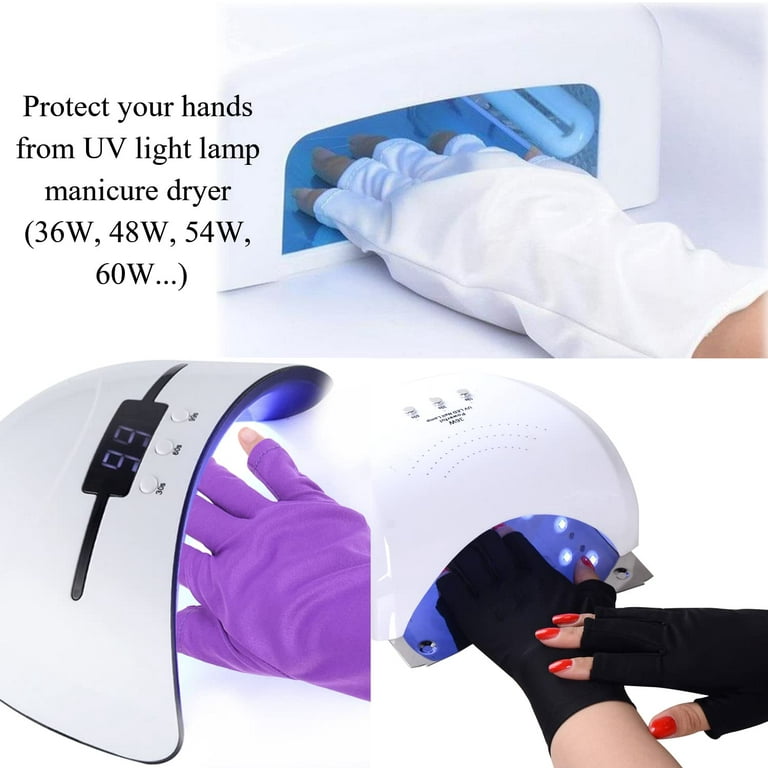 3 Pairs UV Shield Glove Gel Manicures Fingerless Anti UV Glove, Protect  Hands from UV Light Lamp Manicure Dryer (Black, Purple, White) 