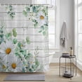 thumbnail image 3 of Daisy Eucalyptus Leaves Shower Curtain, Floral Spring White Wood Grain Waterproof Shower Curtain Set with 12 Hooks Lightweight Bath Curtains Fabric Bathroom Decor 72x84 Inches, 3 of 9