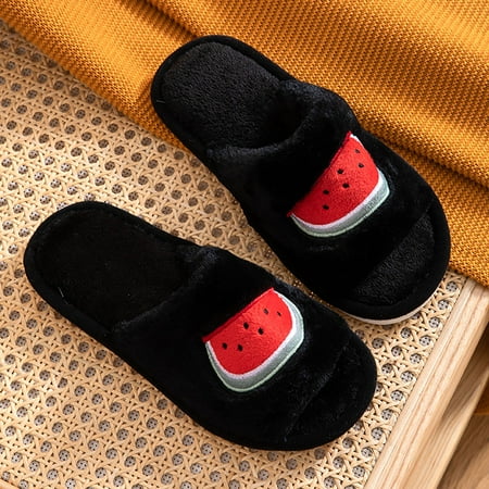 

dmqupv Flat Slippers for Women Summer Women Fuzzy Faux Memory Foam Flat Slide Slippers Womens Ballet Slippers Velour Black 8