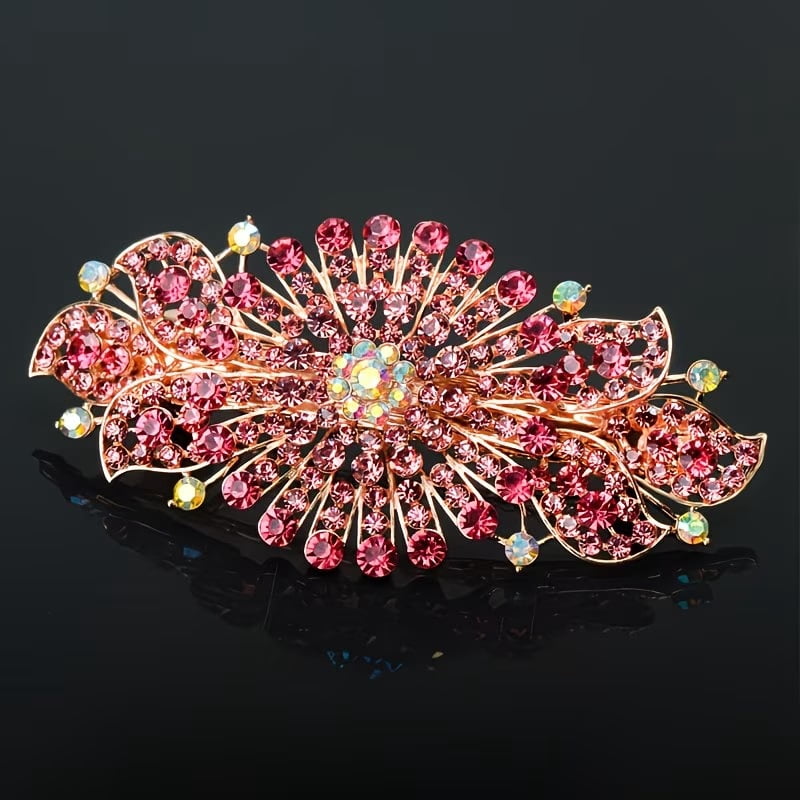 1pc, fashionable flower rhinestone spring clip hair accessories