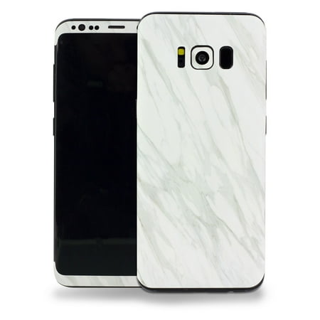 10PK - SOJITEK Samsung Galaxy S8 White Marble Stone Texture Protective Vinyl Skin Decal Skins & Wraps (1PK Back / 3PK Tront Top / 3PK Front Bottom / 3PK
