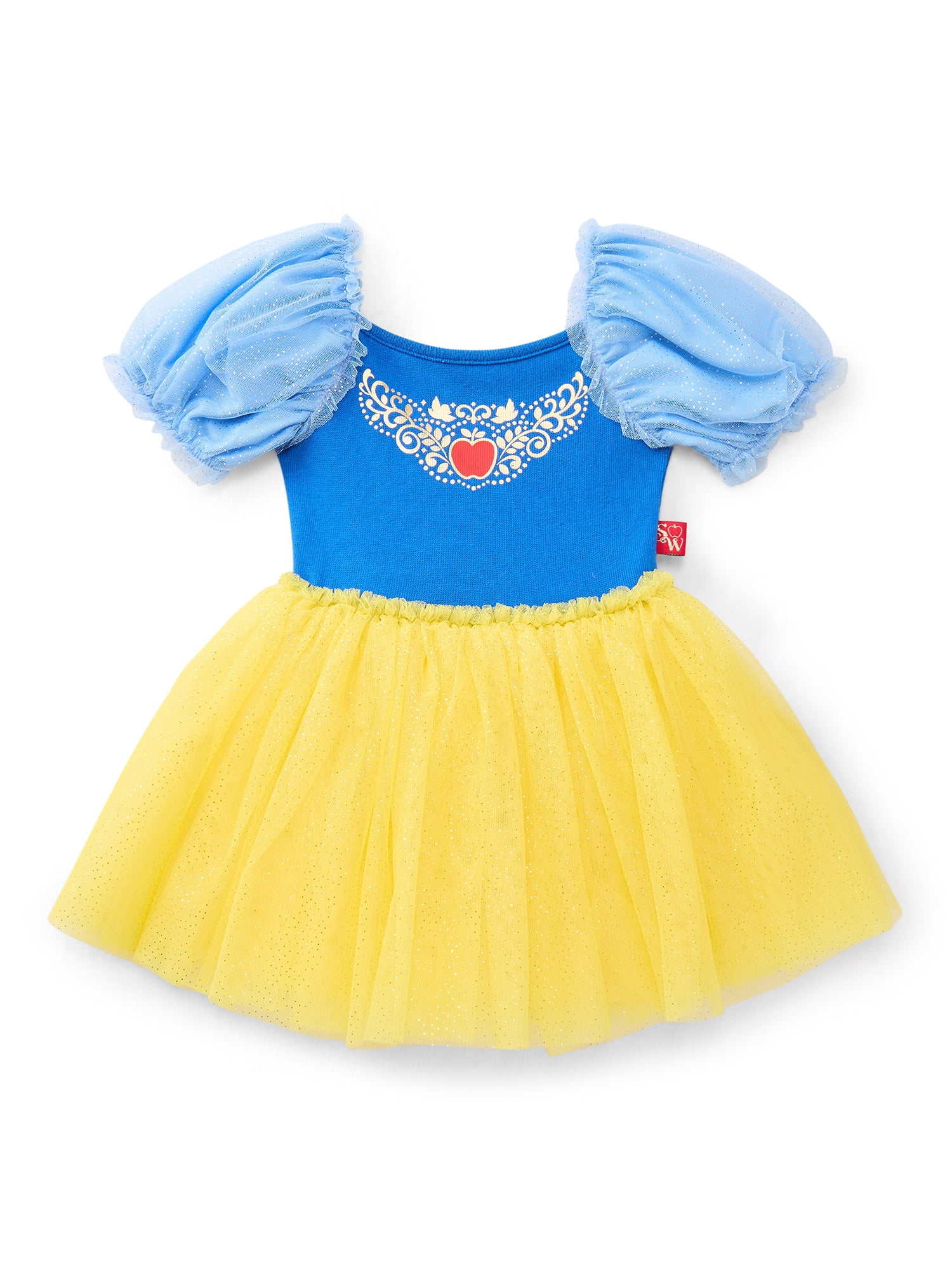 Disney Princess Toddler Girls Snow White Cosplay Tutu Dress with Puff Sleeves, Sizes 12M-5T