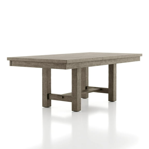 Furniture of America Atola Rustic Wood Trestle Expandable Dining Table in Gray
