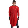 thumbnail image 5 of inhzoy Men's Shiny Sequins Circus Ringmaster Jacket Lion Tamer Long Coat Festival Fancy Dress Up Red XXL, 5 of 8