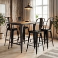 thumbnail image 4 of Gymax Metal Bar Stools Set of 4 24'' Counter Height Barstools w/ Backrests&Footrests Black, 4 of 10