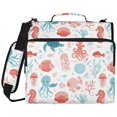 thumbnail image 2 of Zipper Binder with Shoulder Strap 2 inch 3 Ring Waterproof File Folder Organizer Bag 500 Sheet Coral Pink Sea Creature, 2 of 8