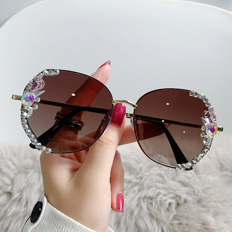 YCNYCHCHY New Butterfly Polygon Cut Diamond Sunglasses For Women