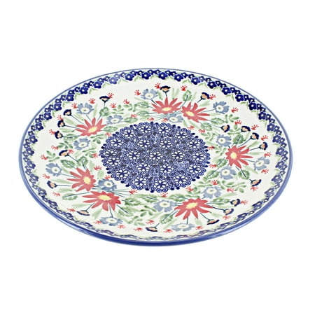 Blue Rose Polish Pottery Jungle Bouquet Dinner Plate