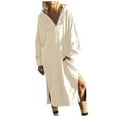 thumbnail image 1 of Japceit Robe à Manches Longues pour Femmes Blouses à Manches Longues pour Femmes Mode Femmes Décontracté à Manches Longues Uni Hauts Zippés pour Dames Blouse avec Poche Chandails à Capuche Robe à Capuche Blouses à Manches 3/4 pour Femmes, 1 of 9