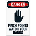 thumbnail image 1 of Pinch Points Watch Your Hands Sign, OSHA Danger Sign, (SI-3900) 24x36 Corrugated Plastic, 1 of 7